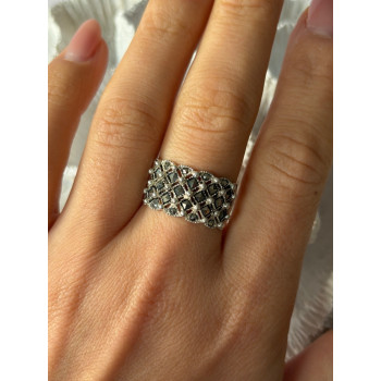 Vintage 925 Sterling Silver Marcasite Ring Size 8