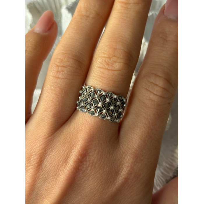 Vintage 925 Sterling Silver Marcasite Ring Size 8