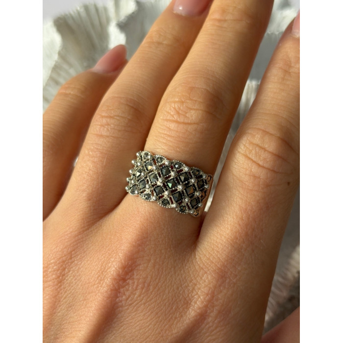 Vintage 925 Sterling Silver Marcasite Ring Size 8