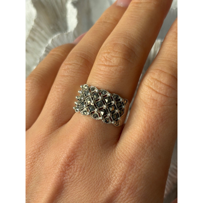 Vintage 925 Sterling Silver Marcasite Ring Size 8