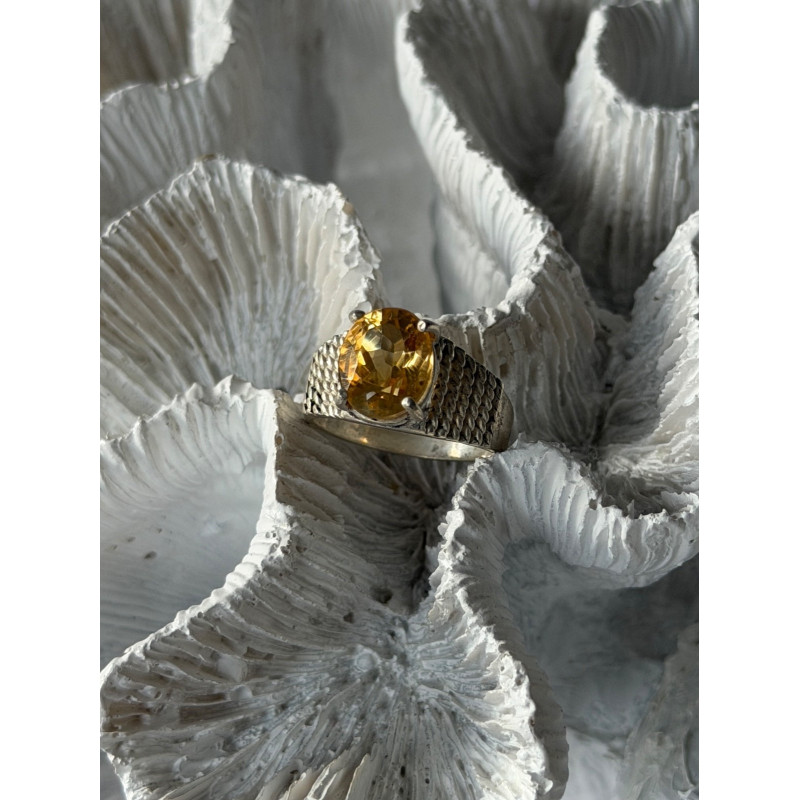 925 Sterling Silver Citrine Ring Size 6