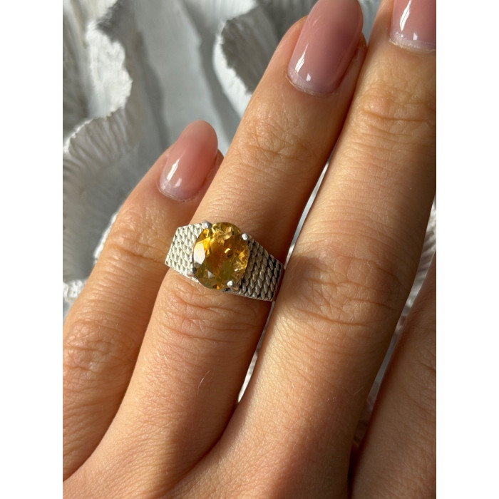 925 Sterling Silver Citrine Ring Size 6