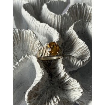 925 Sterling Silver Citrine Ring Size 6