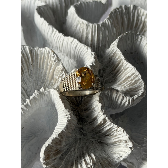 925 Sterling Silver Citrine Ring Size 6