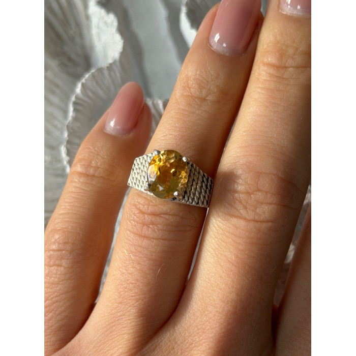 925 Sterling Silver Citrine Ring Size 6