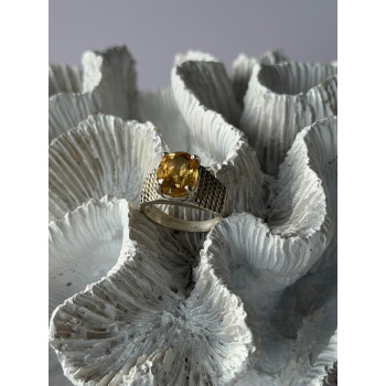 925 Sterling Silver Citrine Ring Size 6