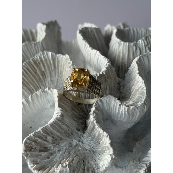 925 Sterling Silver Citrine Ring Size 6