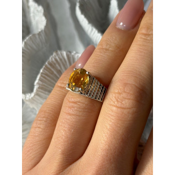 925 Sterling Silver Citrine Ring Size 6