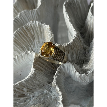 925 Sterling Silver Citrine Ring Size 6