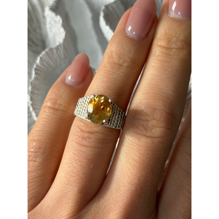 925 Sterling Silver Citrine Ring Size 6