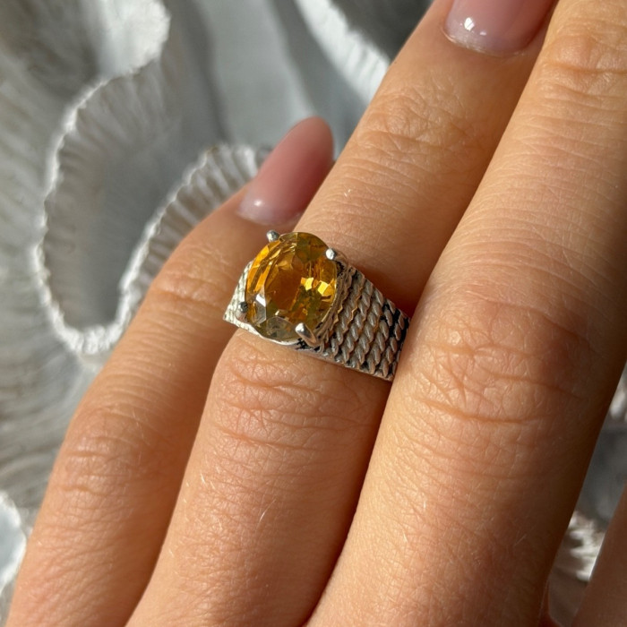 925 Sterling Silver Citrine Ring Size 6