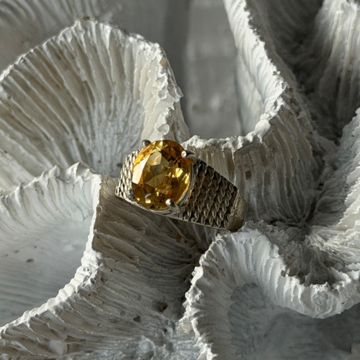 925 Sterling Silver Citrine Ring Size 6