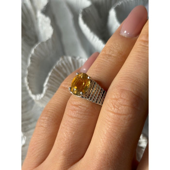 925 Sterling Silver Citrine Ring Size 6
