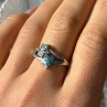 925 Sterling Silver White Topaz & Opal Stars Ring Size 8