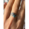 925 Sterling Silver White Topaz & Opal Stars Ring Size 8