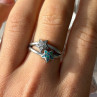 925 Sterling Silver White Topaz & Opal Stars Ring Size 8