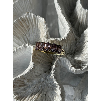 925 Sterling Silver 5 Amethysts Ring Size 8