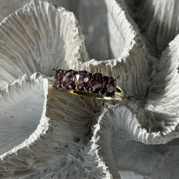 925 Sterling Silver 5 Amethysts Ring Size 8
