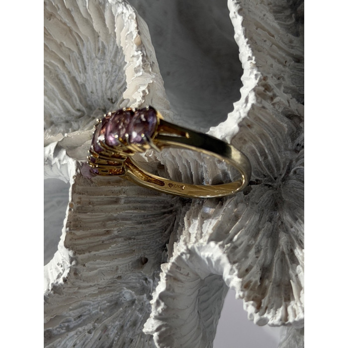 925 Sterling Silver 5 Amethysts Ring Size 8