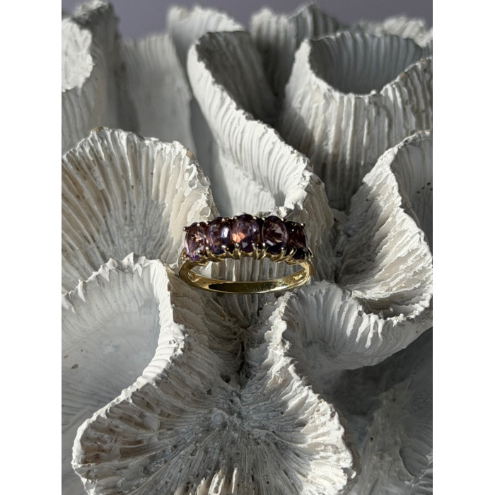 925 Sterling Silver 5 Amethysts Ring Size 8