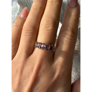 925 Sterling Silver 5 Amethysts Ring Size 8
