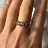 925 Sterling Silver 5 Amethysts Ring Size 8