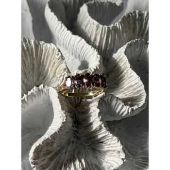 925 Sterling Silver 5 Amethysts Ring Size 8