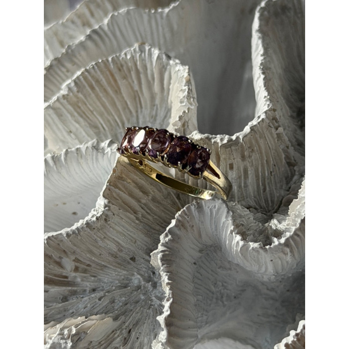 925 Sterling Silver 5 Amethysts Ring Size 8