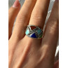 925 Sterling Silver Multi Color Stones Ring Size 8.5