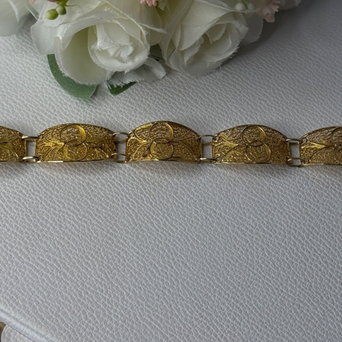 Portugal Topazio 925 Sterling Silver Gold Plated Bracelet Length 7 Inch