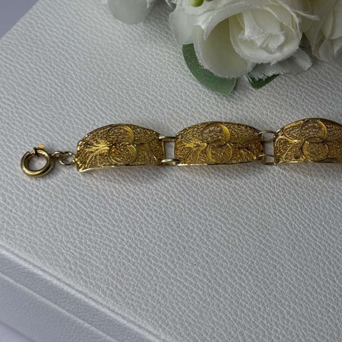 Portugal Topazio 925 Sterling Silver Gold Plated Bracelet Length 7 Inch