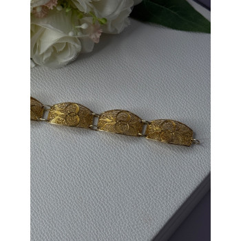 Portugal Topazio 925 Sterling Silver Gold Plated Bracelet Length 7 Inch
