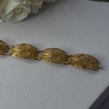 Portugal Topazio 925 Sterling Silver Gold Plated Bracelet Length 7 Inch