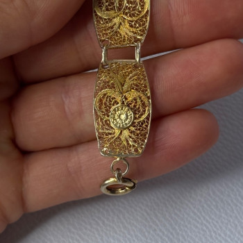 Portugal Topazio 925 Sterling Silver Gold Plated Bracelet Length 7 Inch