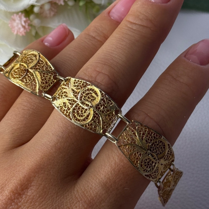 Portugal Topazio 925 Sterling Silver Gold Plated Bracelet Length 7 Inch
