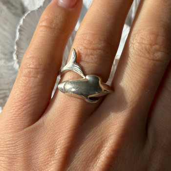 925 Sterling Silver Dolphin Ring Size 6.5