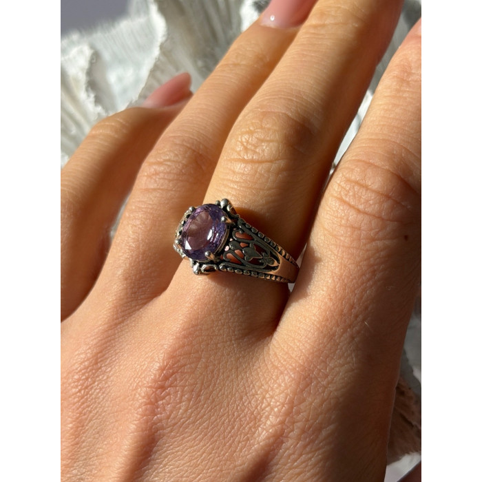 Vintage 925 Sterling Silver Amethyst Ring Size 8