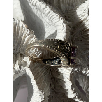 Vintage 925 Sterling Silver Amethyst Ring Size 8