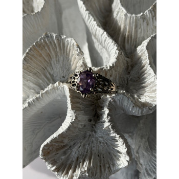 Vintage 925 Sterling Silver Amethyst Ring Size 8