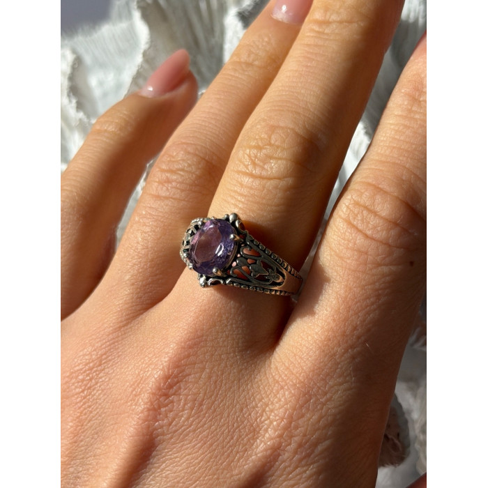 Vintage 925 Sterling Silver Amethyst Ring Size 8