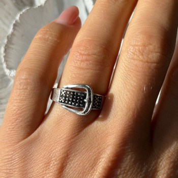 925 Sterling Silver Belt Spinel Ring Size 7