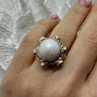Vintage 925 Sterling Silver Mother of Pearl & Garnet Ring Size 6.5