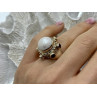 Vintage 925 Sterling Silver Mother of Pearl & Garnet Ring Size 6.5
