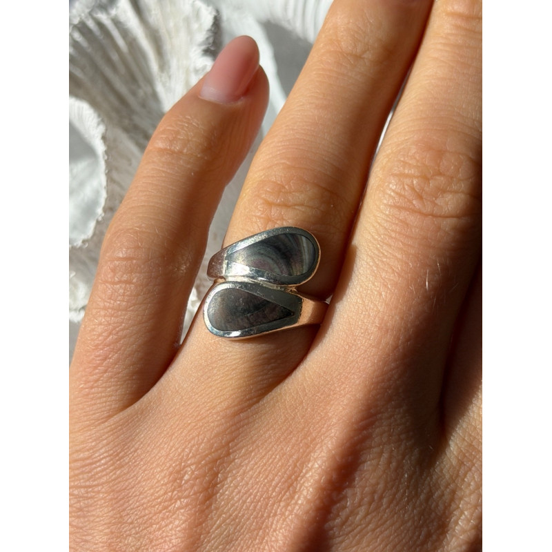 Vintage 925 Sterling Silver Abalone Ring Size 6