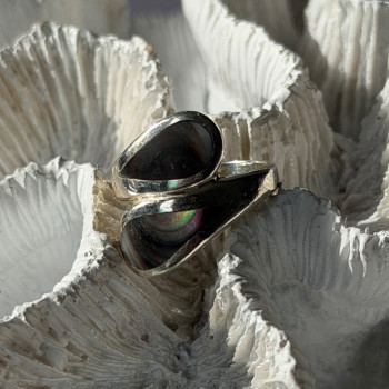 Vintage 925 Sterling Silver Abalone Ring Size 6