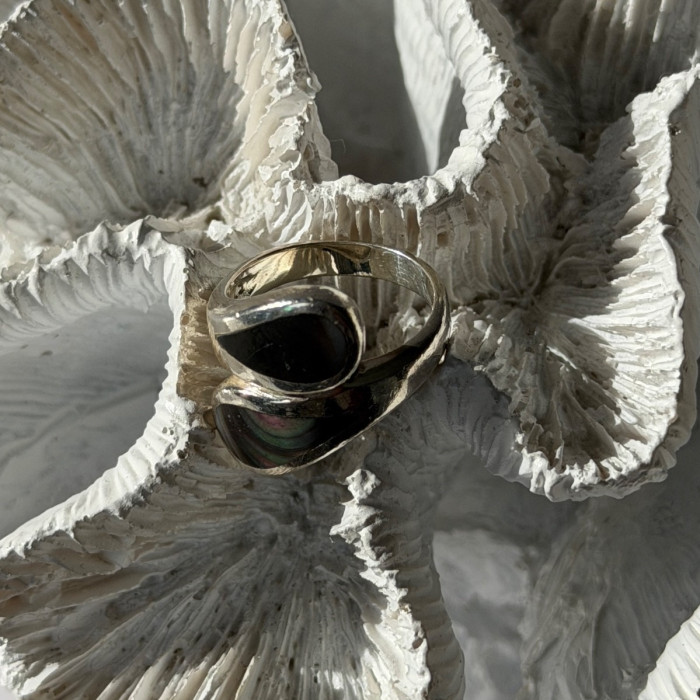Vintage 925 Sterling Silver Abalone Ring Size 6