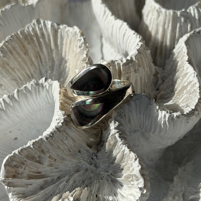 Vintage 925 Sterling Silver Abalone Ring Size 6