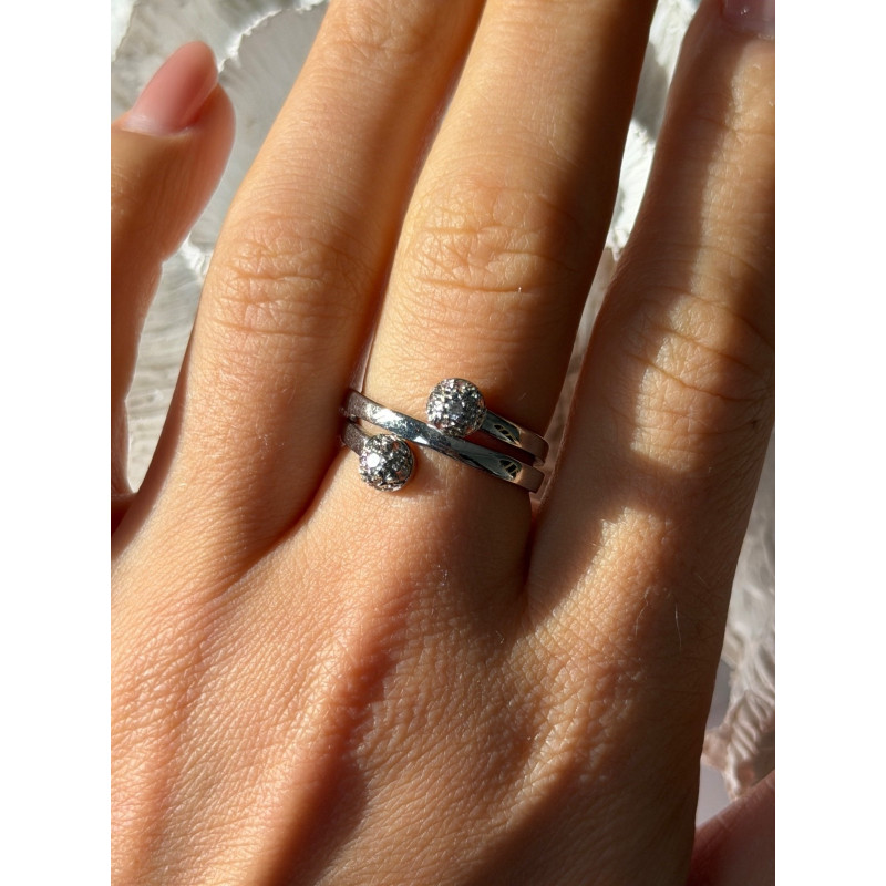 925 Sterling Silver White Topaz Ring Size 9