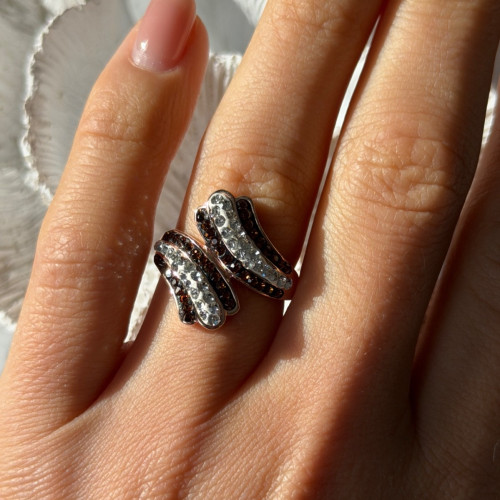 925 Sterling Silver Rose Gold Plated Cz Ring Size 7