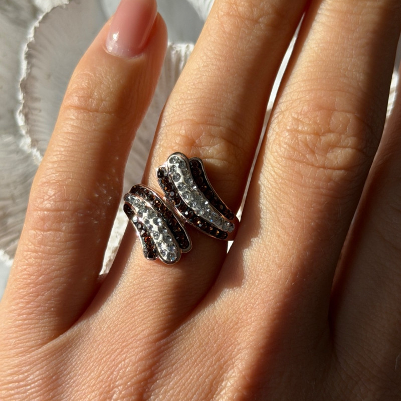 925 Sterling Silver Rose Gold Plated Cz Ring Size 7